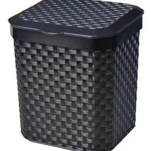 Lixeira De Pia Rattan Com Tampa Preta 5 Litros